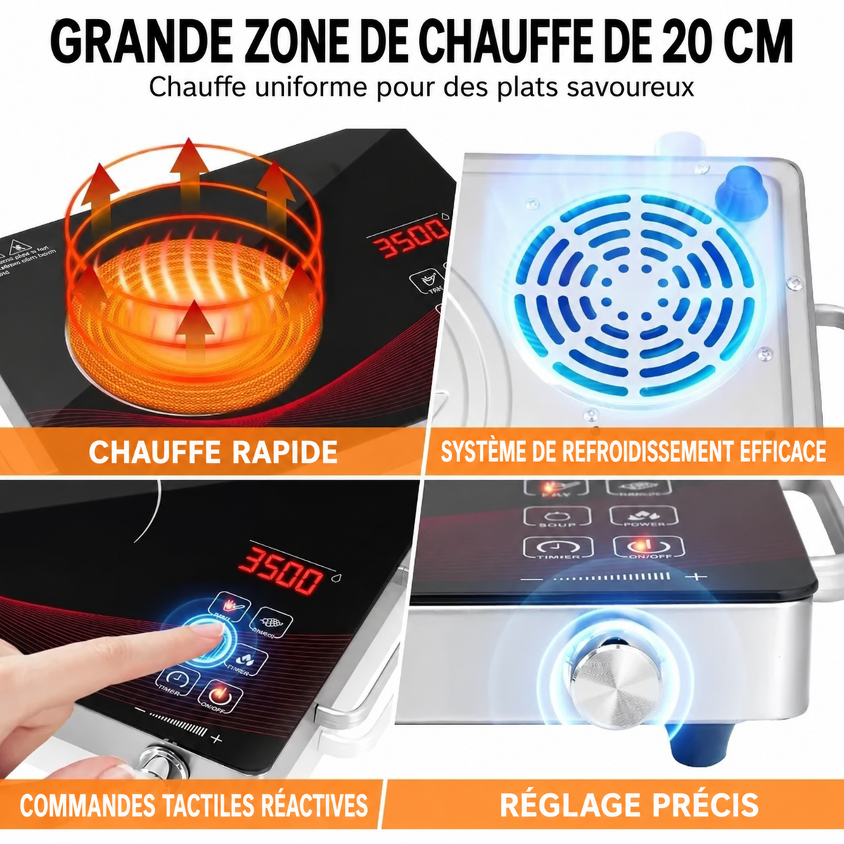 Plaque de Cuisson Électrique en Céramique – Disponible en 1 et 2 Foyers