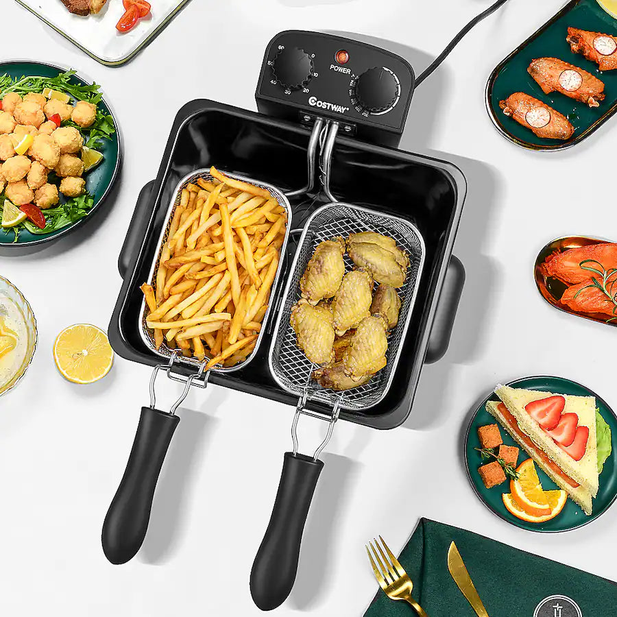 Friteuse Électrique 5L – 1700W avec 3 Paniers (1 Grand + 2 Petits)