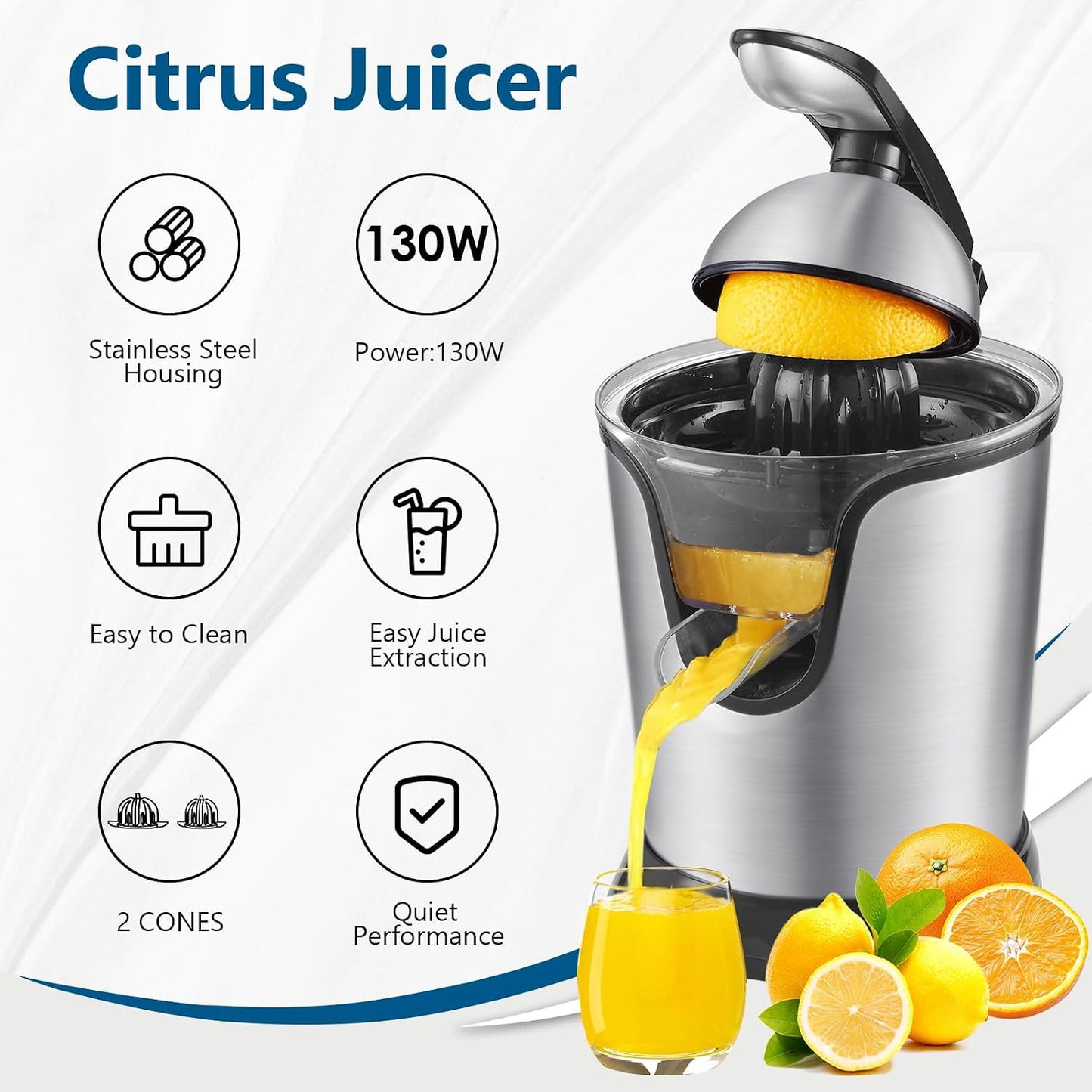 Presse-Agrumes Électrique Multifonction – Jus d'Agrumes Frais avec Filtre à Pulpe