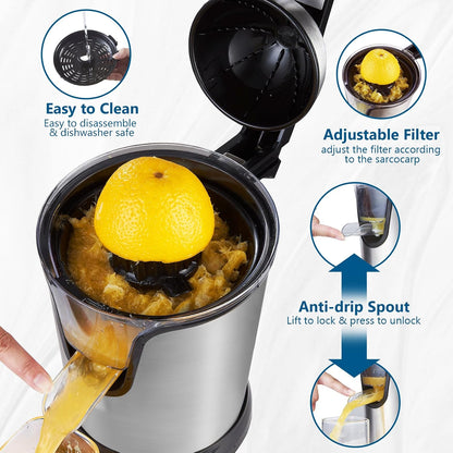 Presse-Agrumes Électrique Multifonction – Jus d'Agrumes Frais avec Filtre à Pulpe