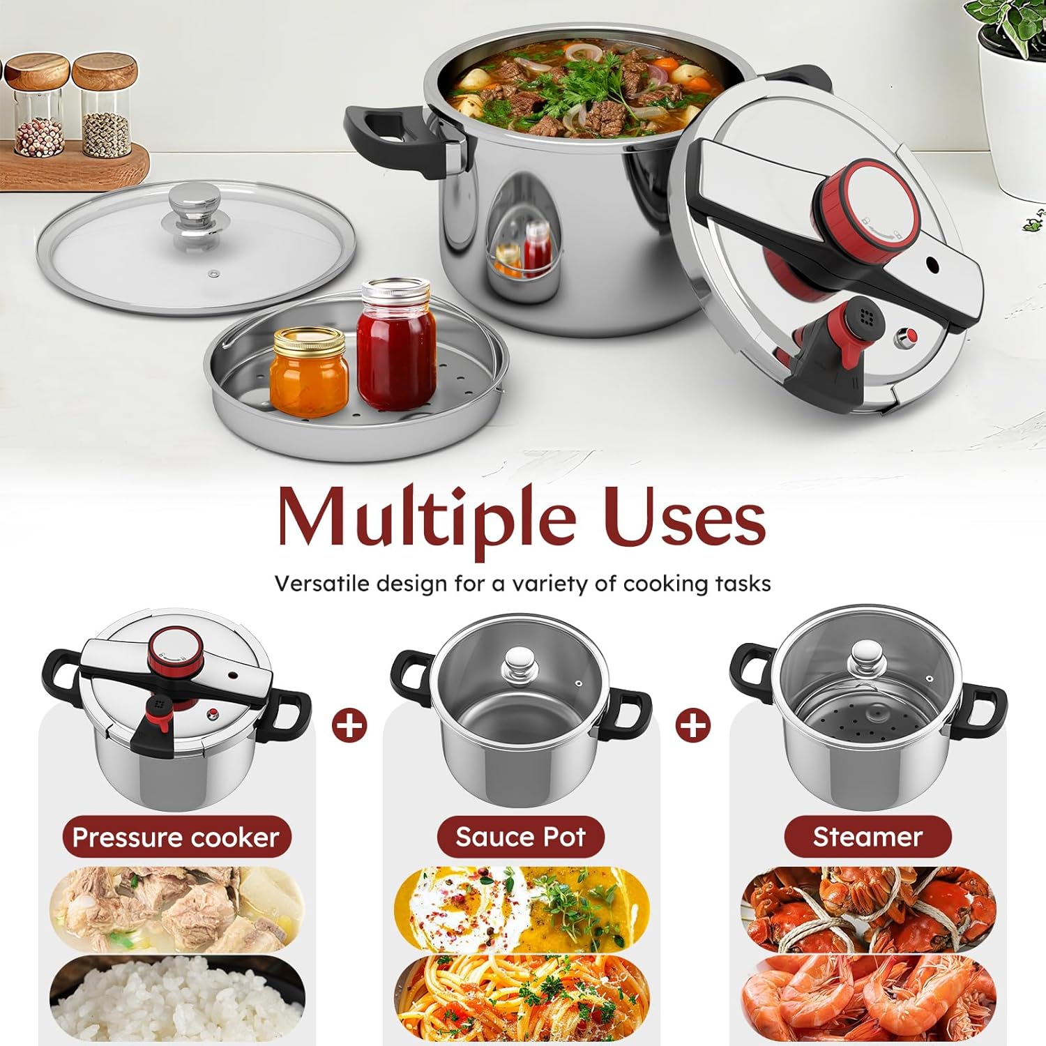 Cocotte Minute Ultra en Acier Inoxydable + ajusteur de pression  - Garantie 5 ans