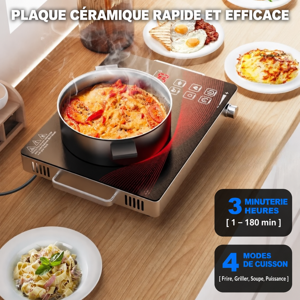 Plaque de Cuisson Électrique en Céramique – Disponible en 1 et 2 Foyers