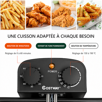 Friteuse Électrique 5L – 1700W avec 3 Paniers (1 Grand + 2 Petits)