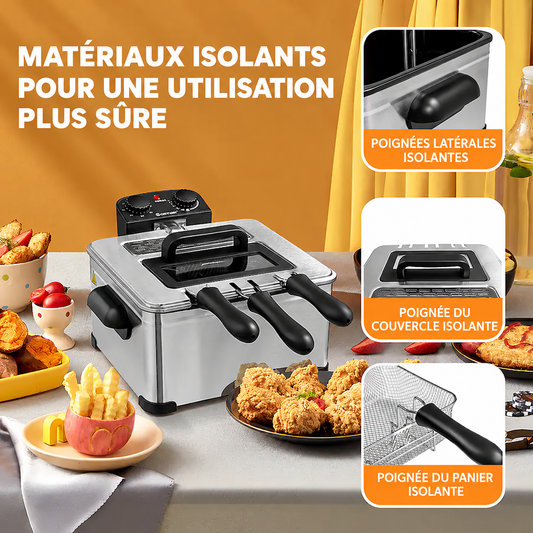 Friteuse Électrique 5L – 1700W avec 3 Paniers (1 Grand + 2 Petits)