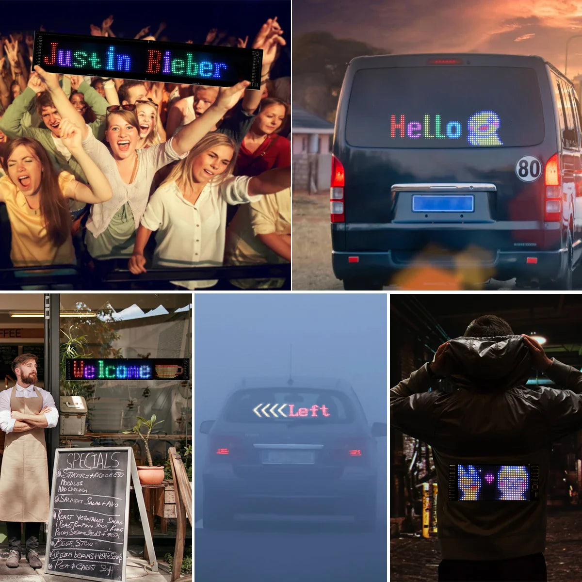 Smart Scrolling Bright Advertising LED Sign USB 5V Bluetooth APP Control Sign Programmable Text Pattern LED Car Sign LED Module