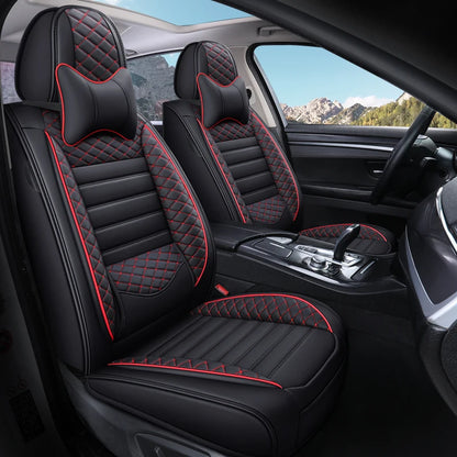 Luxurious PU leather  car seat cover, 3D wing & fixed lumbar support - Soft, comfortable and durable, suitable for most Car