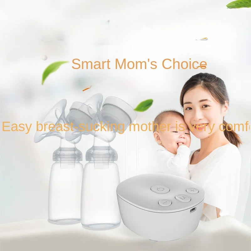 New Double Electric Breast Pumps Powerful Nipple Suction USB Electric Breast Pump with Baby Milk Bottle Cold Heat Pad Nippl