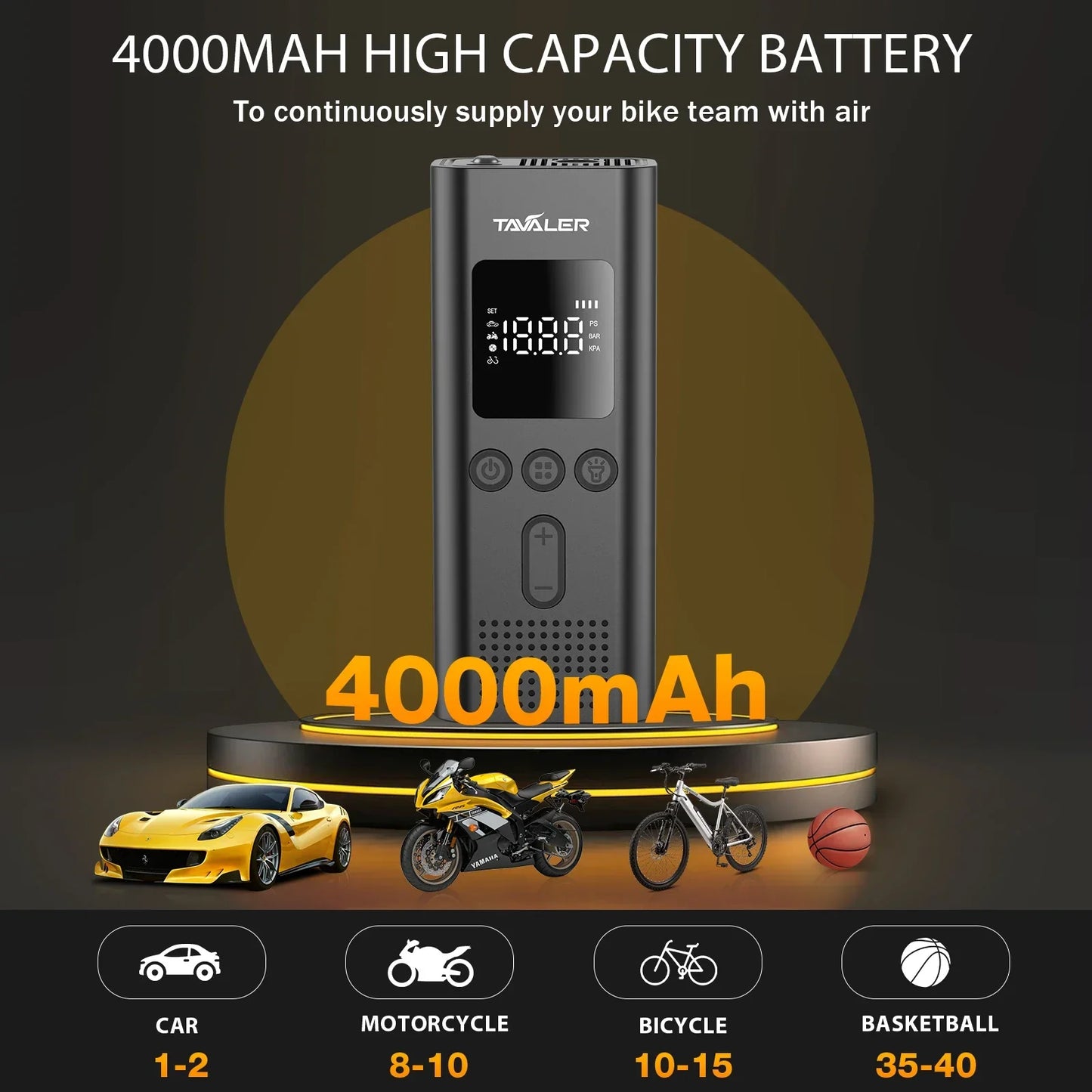 Gonfleur d’Air Sans Fil avec Powerbank intégré