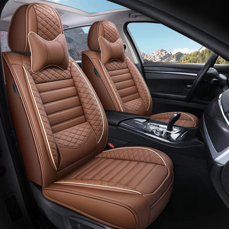 Luxurious PU leather  car seat cover, 3D wing & fixed lumbar support - Soft, comfortable and durable, suitable for most Car