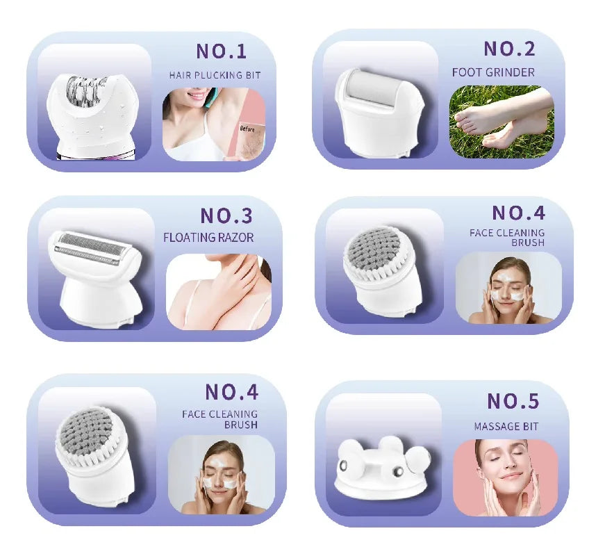 Épilateur Premium 5 en 1 - Il épile, rase, exfolie, taille et adoucit la peau