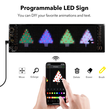 Smart Scrolling Bright Advertising LED Sign USB 5V Bluetooth APP Control Sign Programmable Text Pattern LED Car Sign LED Module