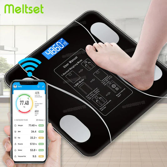 Smart Body Fat Scale Wireless Digital Bathroom Scale Bluetooth Electronic Weight Scale with Smartphone App.