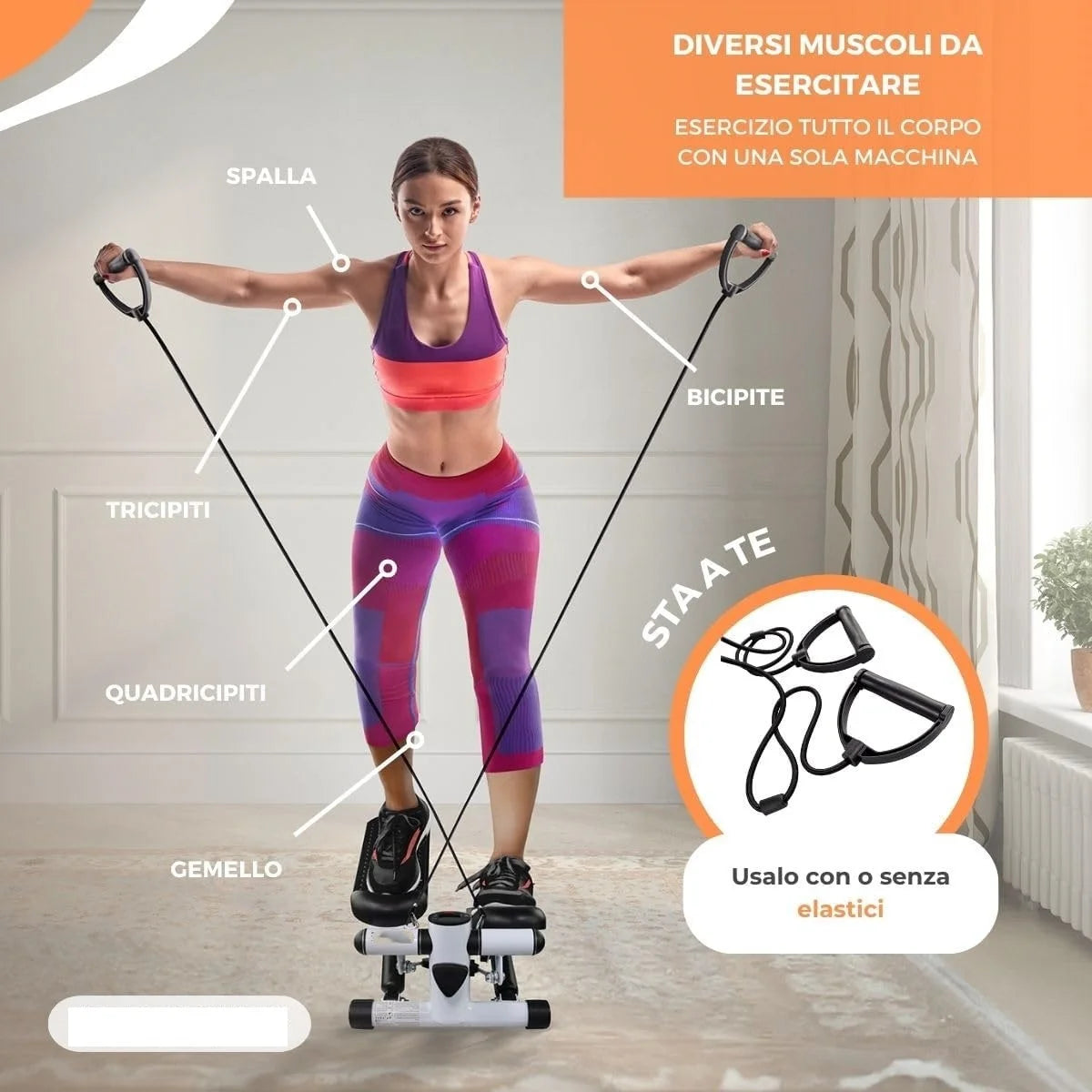 Appareil de sport Mini Stepper avec Bandes de Résistance