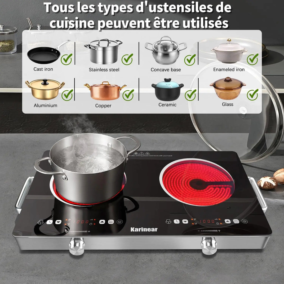 Plaque de Cuisson Électrique en Céramique – Disponible en 1 et 2 Foyers