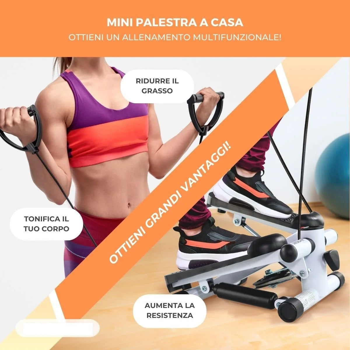 Appareil de sport Mini Stepper avec Bandes de Résistance