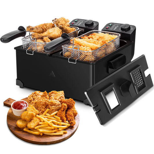Friteuse Électrique Grande Capacité – Double Panier, 3600W, 6L - Température Réglable 90–190°C