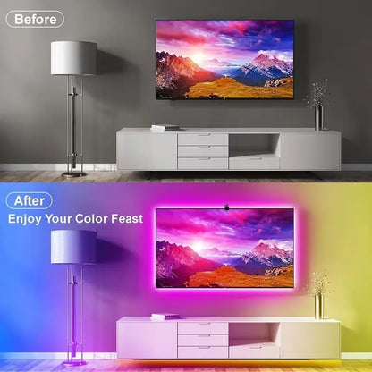 LED TV Backlight with Color Picking Sensor RGB-IC Led Strip Lights App Control Music Sync Light for 55-75inch PC/TV Ambient Ligh