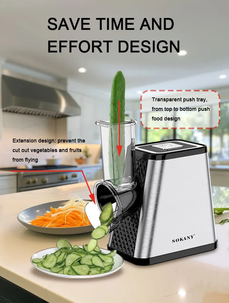 5IN1 Electric meat grinder and vegetable cutter five - in - one multi - function shredding, slicing, strip cutting and porous