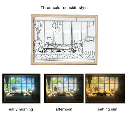 INS LED Decorative Light Painting Bedside Picture Japan Anime Style Creative Modern Simulate Sunshine Drawing Night Light Gift
