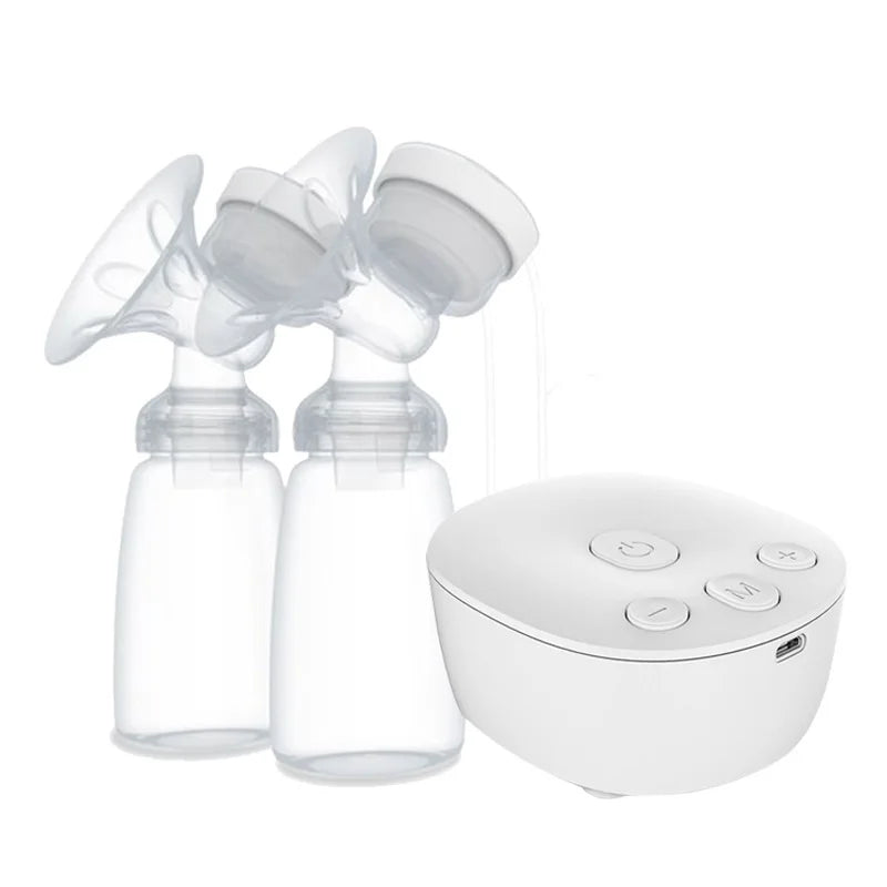 New Double Electric Breast Pumps Powerful Nipple Suction USB Electric Breast Pump with Baby Milk Bottle Cold Heat Pad Nippl