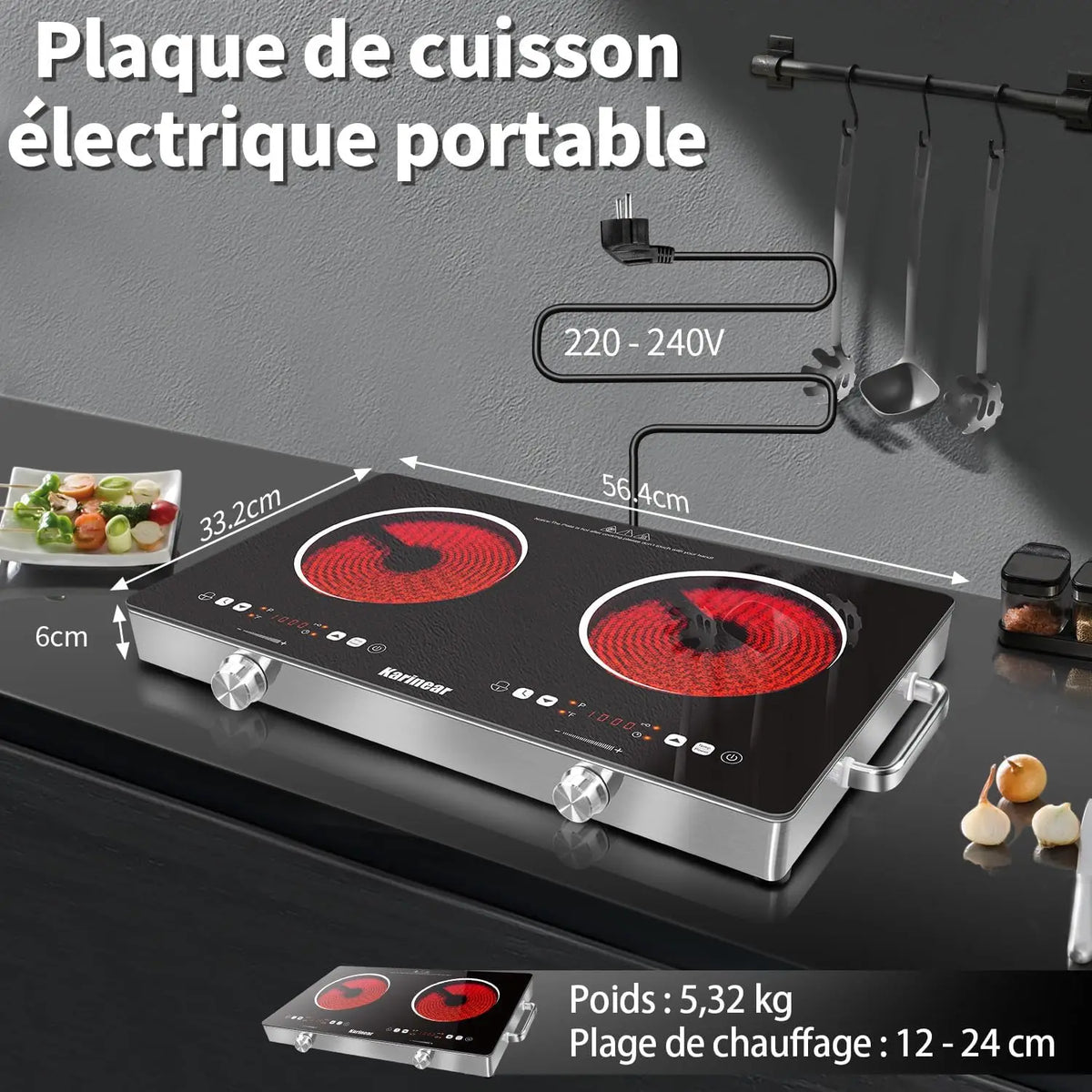 Plaque de Cuisson Électrique en Céramique – Disponible en 1 et 2 Foyers