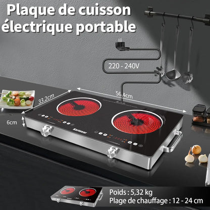 Plaque de Cuisson Électrique en Céramique – Disponible en 1 et 2 Foyers