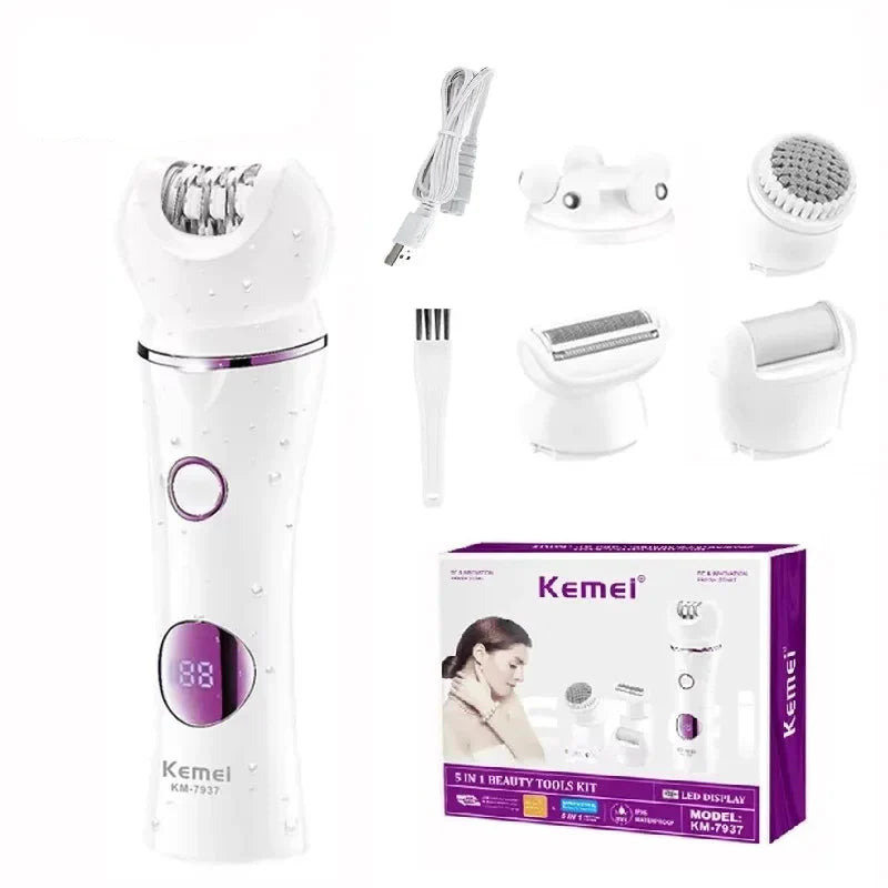 Épilateur Premium 5 en 1 - Il épile, rase, exfolie, taille et adoucit la peau