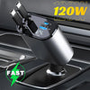 Chargeur de Voiture 4-en-1 – avec Câble Rétractable et charge rapide.