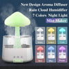 Mushroom Rain Air Humidifier Electric Aroma Diffuser Rain Cloud Smell Distributor Relax Water Drops Sounds Colorful Night Lights.