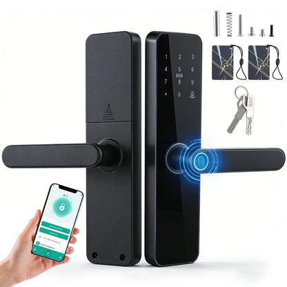 Serrure de Porte Intelligente – s'ouvre via Code, Empreinte Digitale, Bluetooth, Application  et clé