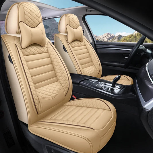 Luxurious PU leather  car seat cover, 3D wing & fixed lumbar support - Soft, comfortable and durable, suitable for most Car