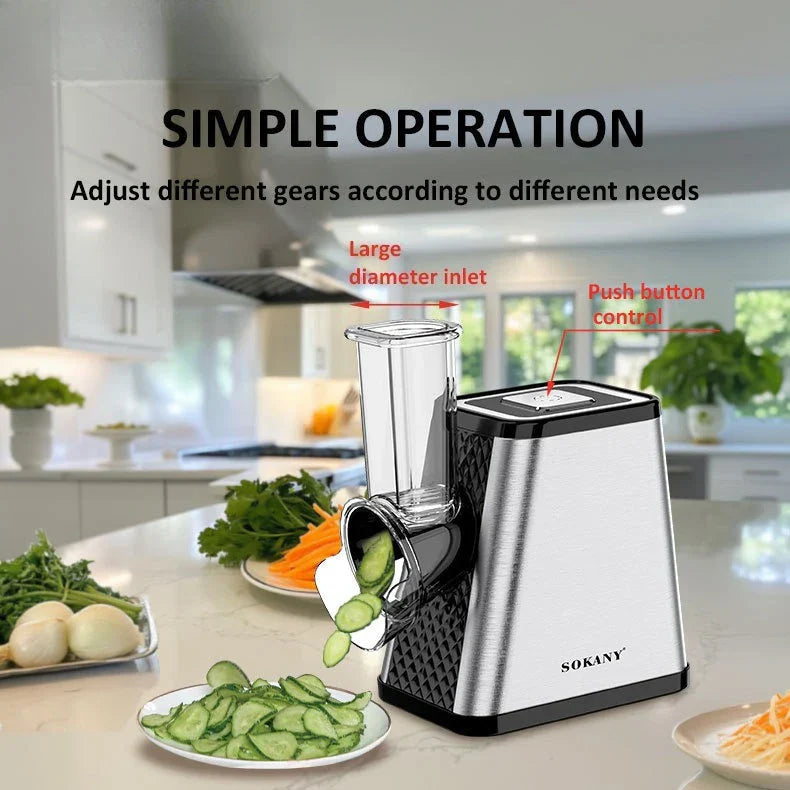 5IN1 Electric meat grinder and vegetable cutter five - in - one multi - function shredding, slicing, strip cutting and porous