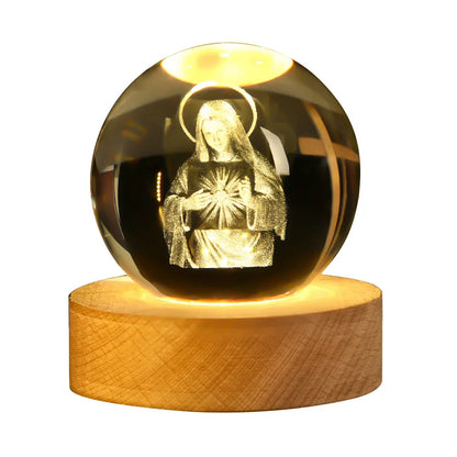 1 Piece Crystal Ball Night Light, Suffering Cross and Shepherd Style, Event Commemorative Holiday Gift, Creative Desktop Ornament Decorative Lamp