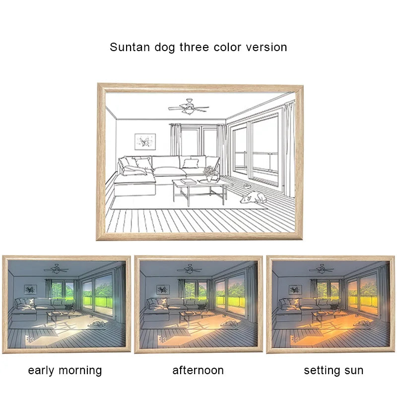 INS LED Decorative Light Painting Bedside Picture Japan Anime Style Creative Modern Simulate Sunshine Drawing Night Light Gift