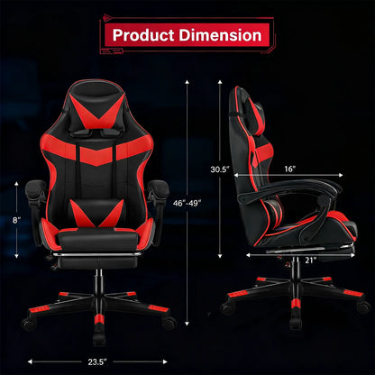 Fauteuil Gaming et Bureau – Repose-Pieds Rétractable et Soutien Lombaire