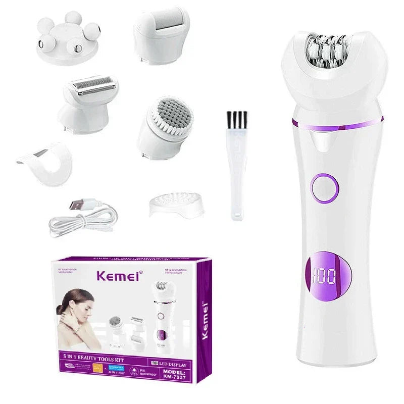 Épilateur Premium 5 en 1 - Il épile, rase, exfolie, taille et adoucit la peau